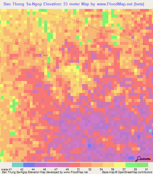 Ban Thung Sa-Ngop,Thailand Elevation Map