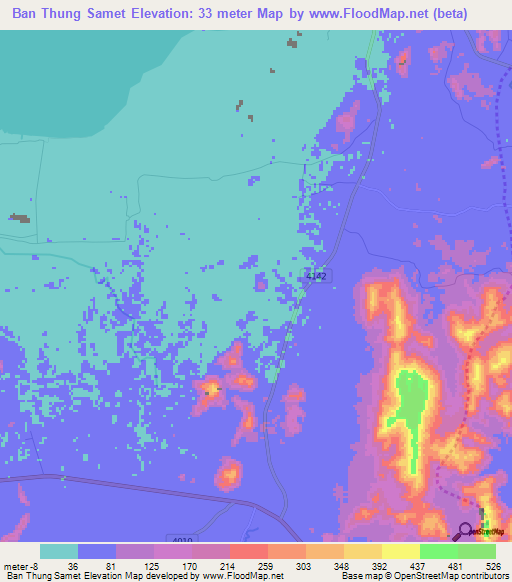 Ban Thung Samet,Thailand Elevation Map