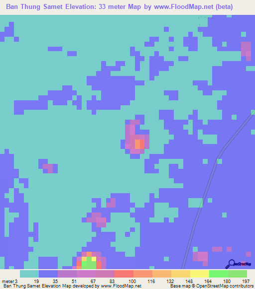 Ban Thung Samet,Thailand Elevation Map