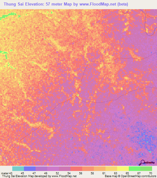 Thung Sai,Thailand Elevation Map