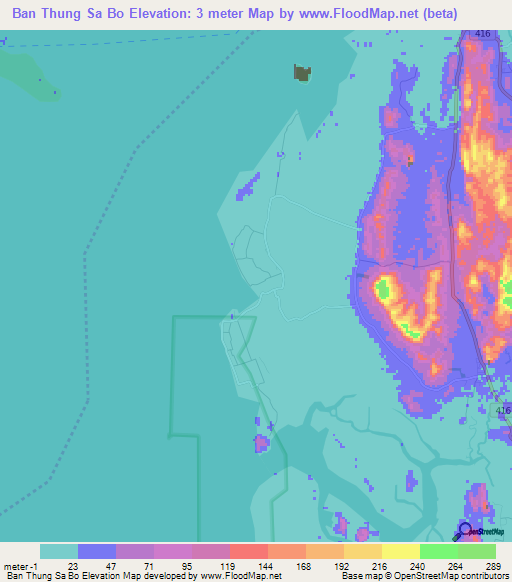 Ban Thung Sa Bo,Thailand Elevation Map