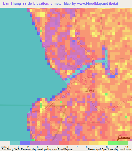 Ban Thung Sa Bo,Thailand Elevation Map