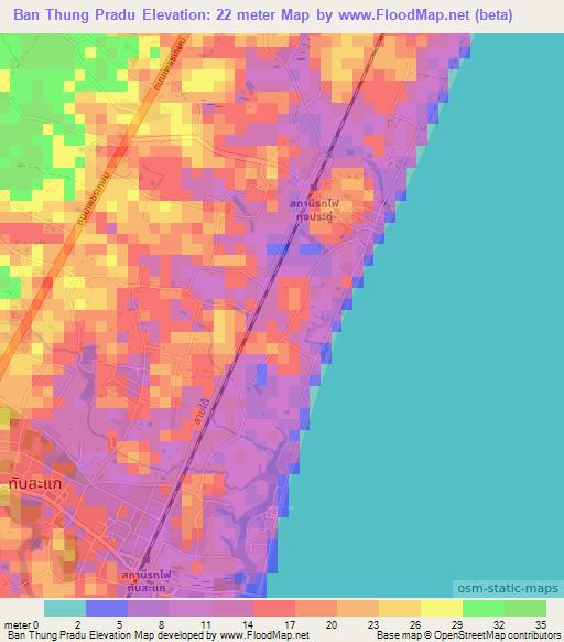 Ban Thung Pradu,Thailand Elevation Map