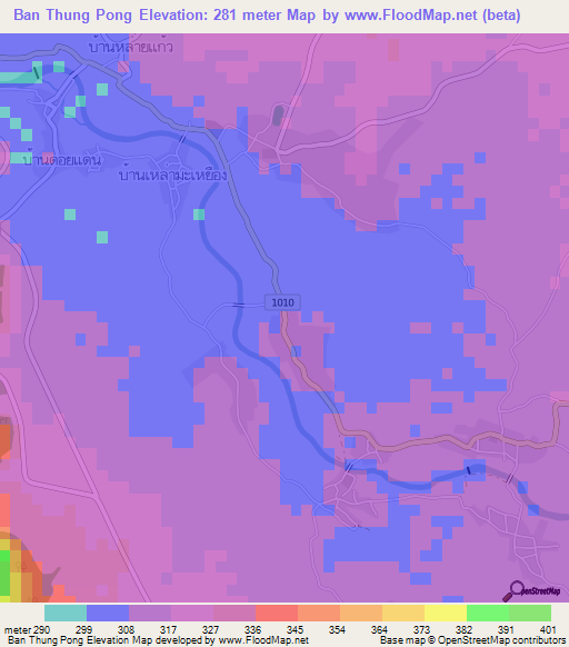 Ban Thung Pong,Thailand Elevation Map