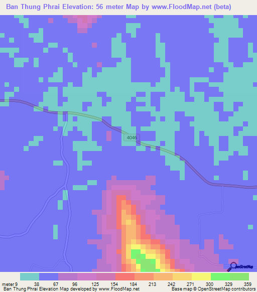Ban Thung Phrai,Thailand Elevation Map
