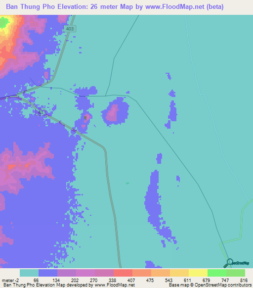 Ban Thung Pho,Thailand Elevation Map