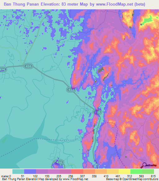 Ban Thung Panan,Thailand Elevation Map