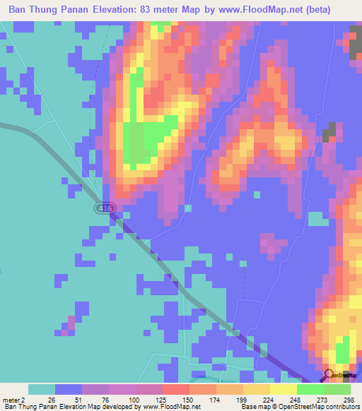 Ban Thung Panan,Thailand Elevation Map