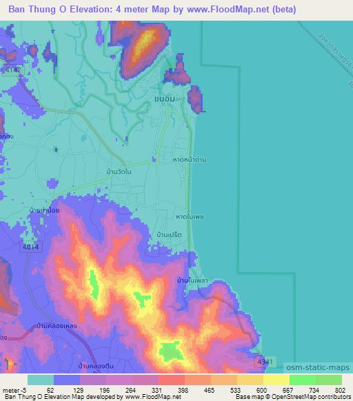 Ban Thung O,Thailand Elevation Map
