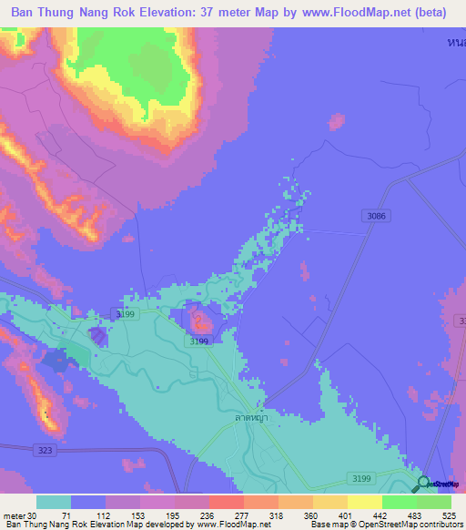 Ban Thung Nang Rok,Thailand Elevation Map