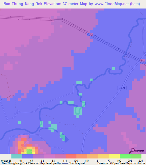 Ban Thung Nang Rok,Thailand Elevation Map