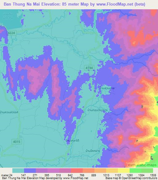 Ban Thung Na Mai,Thailand Elevation Map