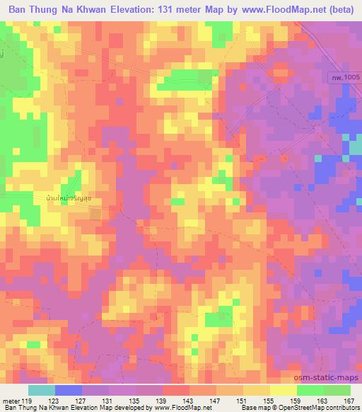 Ban Thung Na Khwan,Thailand Elevation Map