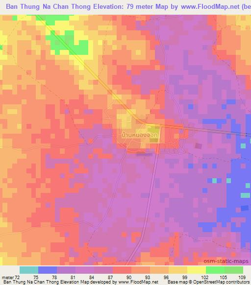 Ban Thung Na Chan Thong,Thailand Elevation Map