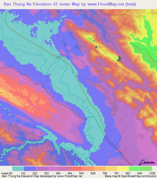 Ban Thung Na,Thailand Elevation Map