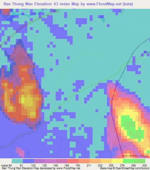 Ban Thung Man,Thailand Elevation Map
