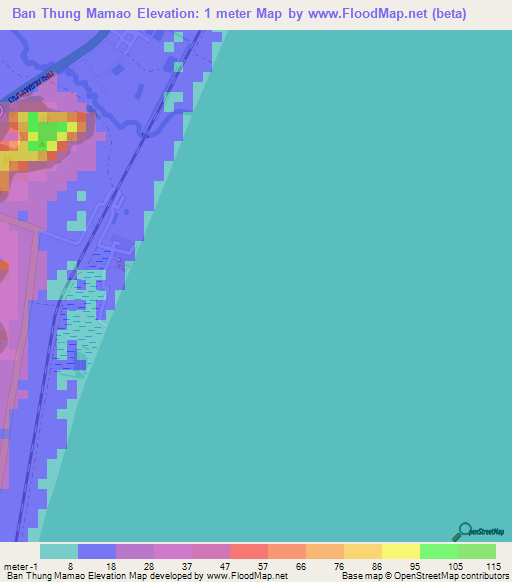 Ban Thung Mamao,Thailand Elevation Map