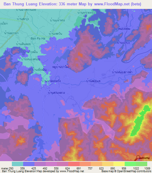 Ban Thung Luang,Thailand Elevation Map
