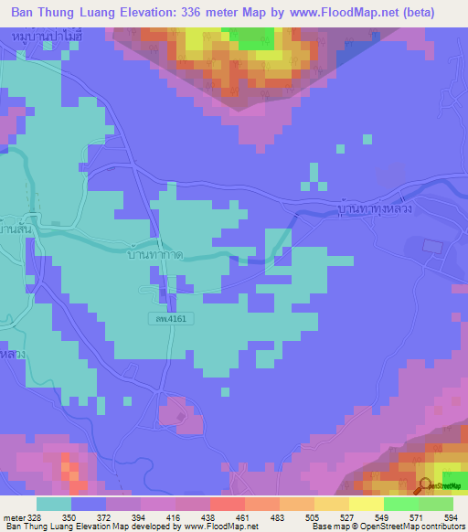 Ban Thung Luang,Thailand Elevation Map