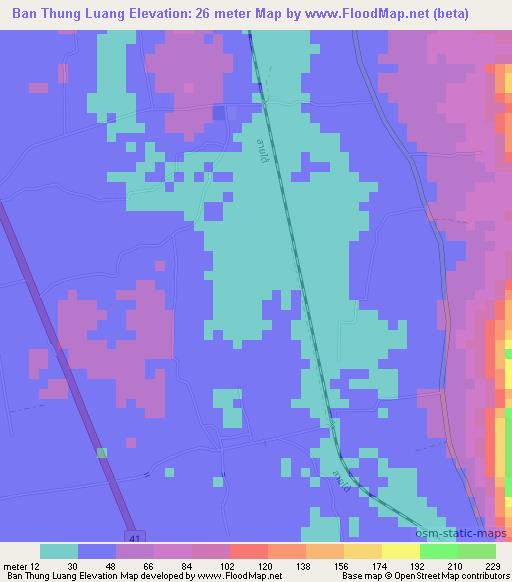 Ban Thung Luang,Thailand Elevation Map