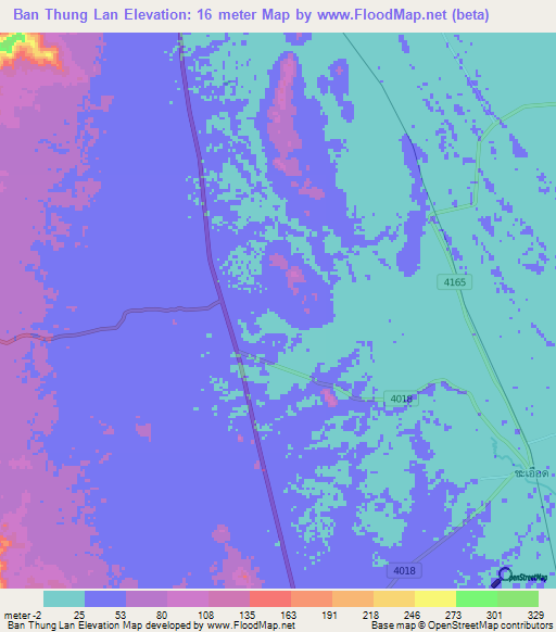 Ban Thung Lan,Thailand Elevation Map