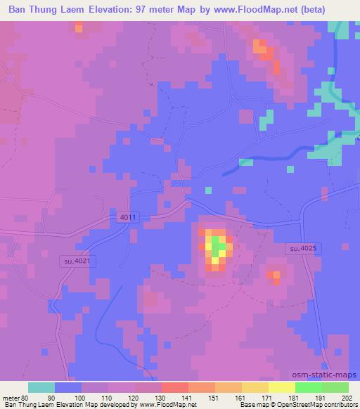 Ban Thung Laem,Thailand Elevation Map