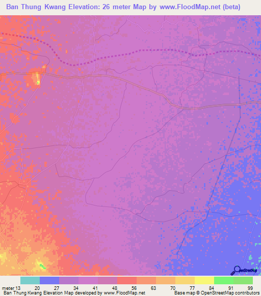 Ban Thung Kwang,Thailand Elevation Map