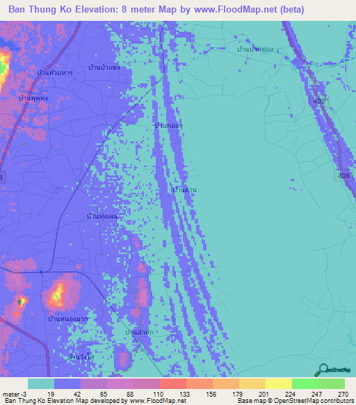 Ban Thung Ko,Thailand Elevation Map
