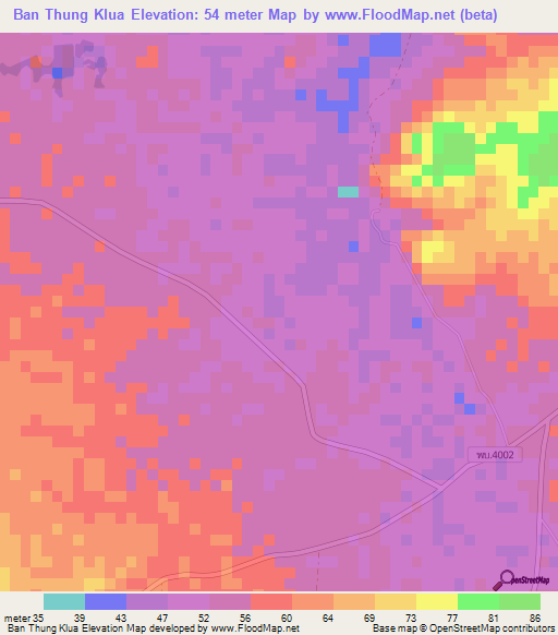 Ban Thung Klua,Thailand Elevation Map