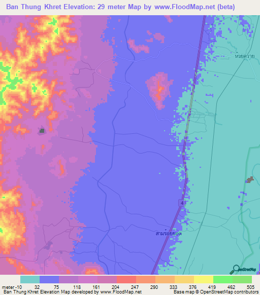 Ban Thung Khret,Thailand Elevation Map