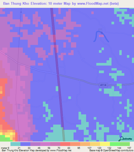 Ban Thung Kho,Thailand Elevation Map