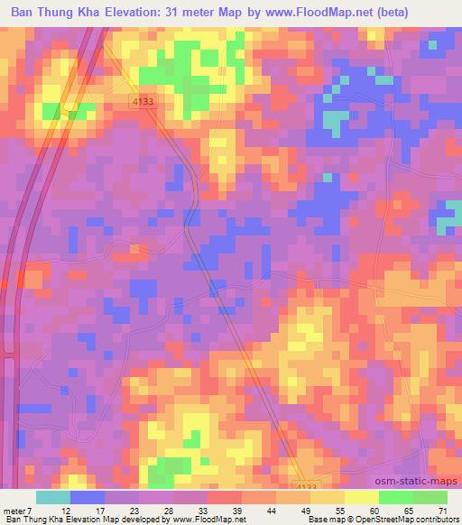 Ban Thung Kha,Thailand Elevation Map
