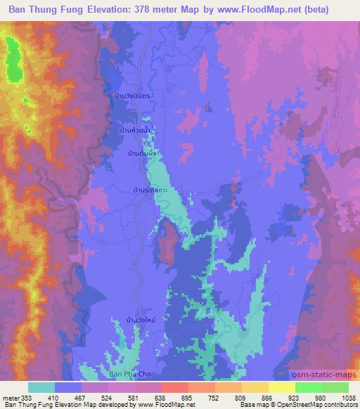 Ban Thung Fung,Thailand Elevation Map