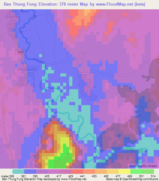 Ban Thung Fung,Thailand Elevation Map