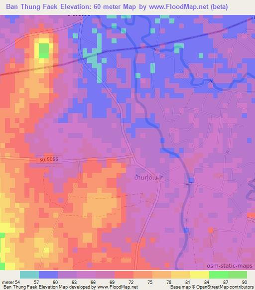Ban Thung Faek,Thailand Elevation Map