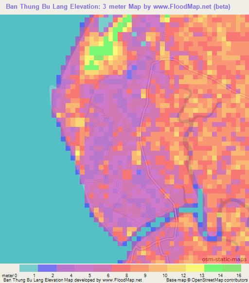 Ban Thung Bu Lang,Thailand Elevation Map