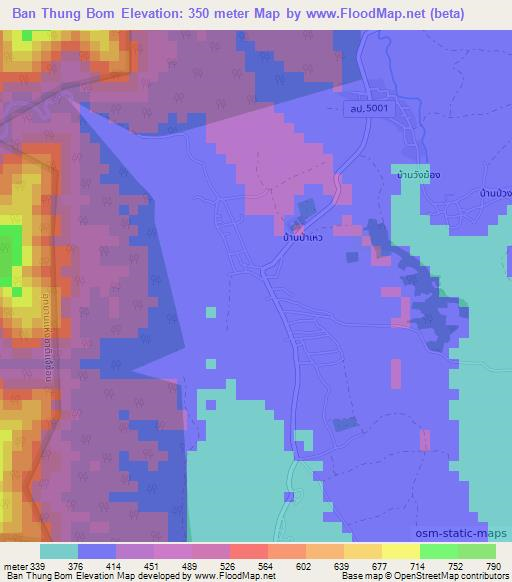 Ban Thung Bom,Thailand Elevation Map