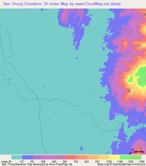 Ban Thung,Thailand Elevation Map