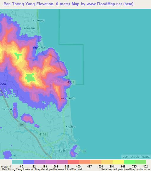 Ban Thong Yang,Thailand Elevation Map