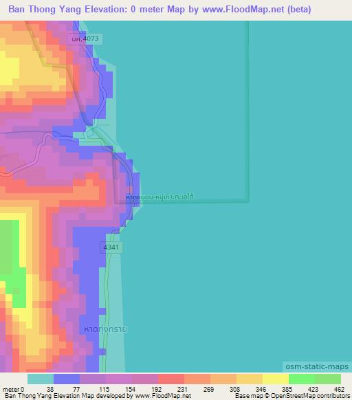 Ban Thong Yang,Thailand Elevation Map