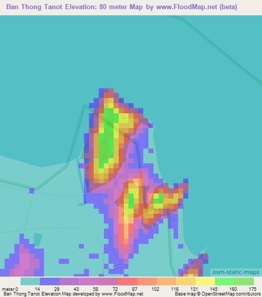Ban Thong Tanot,Thailand Elevation Map
