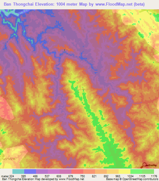 Ban Thongchai,Thailand Elevation Map