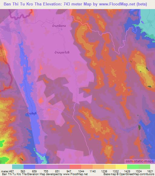 Ban Thi Tu Kro Tha,Thailand Elevation Map