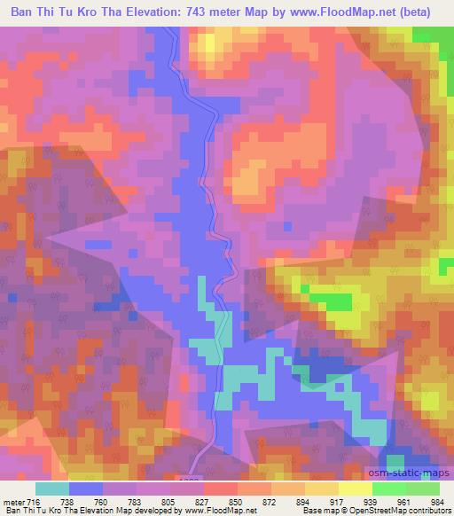 Ban Thi Tu Kro Tha,Thailand Elevation Map