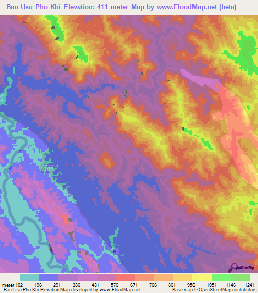 Ban Usu Pho Khi,Thailand Elevation Map