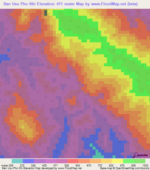 Ban Usu Pho Khi,Thailand Elevation Map