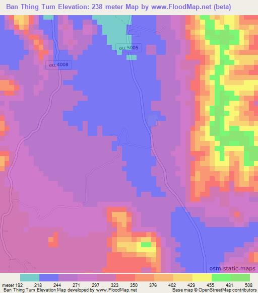 Ban Thing Tum,Thailand Elevation Map