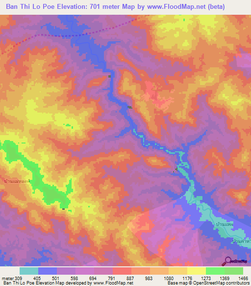 Ban Thi Lo Poe,Thailand Elevation Map