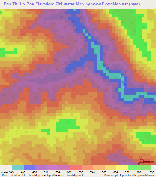 Ban Thi Lo Poe,Thailand Elevation Map
