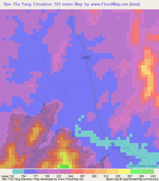 Ban Tha Yang,Thailand Elevation Map